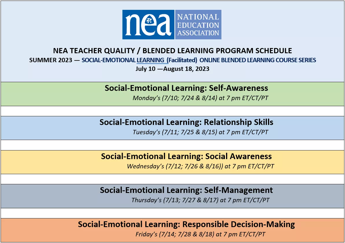 SEL Blended Learning Courses Schedule
