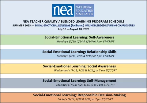 SEL Blended Learning Courses Schedule